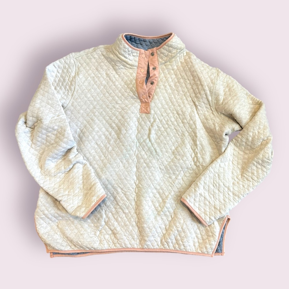 EUC Marine Layer Size XL Reversible Quilted Pullover Sweatshirt Cream and Blue